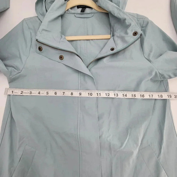 Eileen Fisher Petites Hidden Hood Rain Jacket lightweight blue size Xsmall - Picture 8 of 8